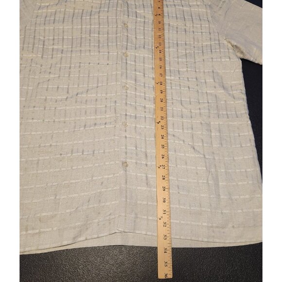 Cubavera Shirt Linen Rayon Blend Short Sleeve Button Up Beige Check Mens XL EUC - Picture 10 of 10
